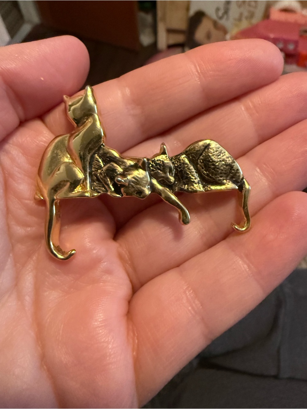 Vintage MFA Museum of Fine Arts Cat Egyptian Gold Tone Brooch pin